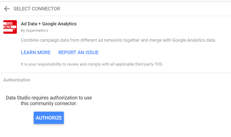 Google Analytics connector for Google Data Studio