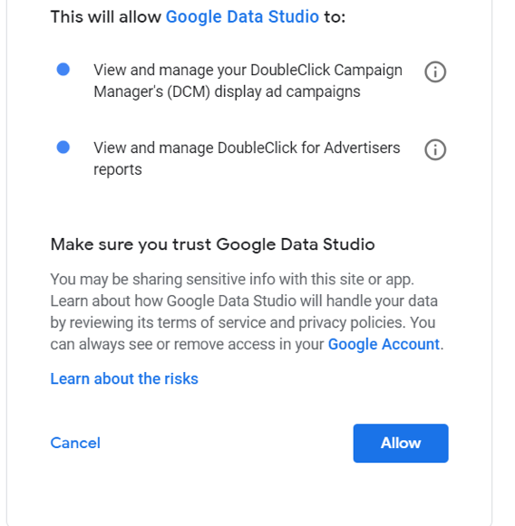 Authorize Google Data Studio connector